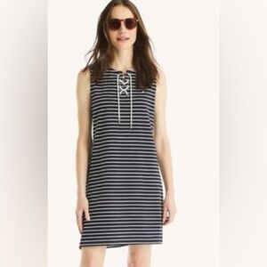 Nautica Striped Tunic Dress Women’s L Lace-Up Casual Nautical Top
